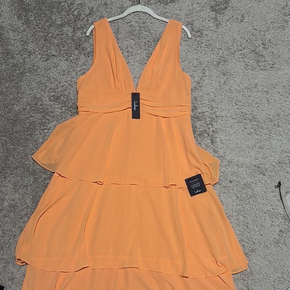 Lulu's Orange and Pink Ruffled Tiered Sundress